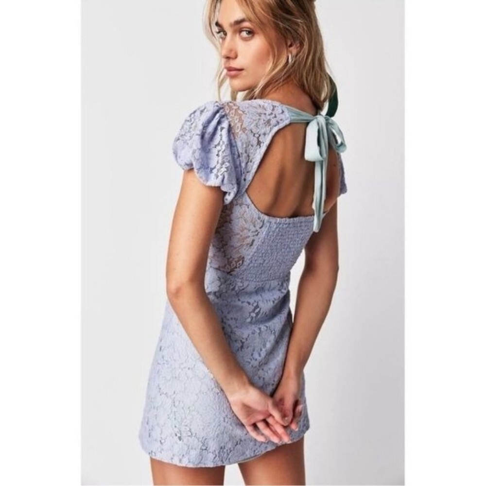 Free People Hailee Lace Mini Dress in Color Twinkling Perry, Size M - Picture 2 of 4